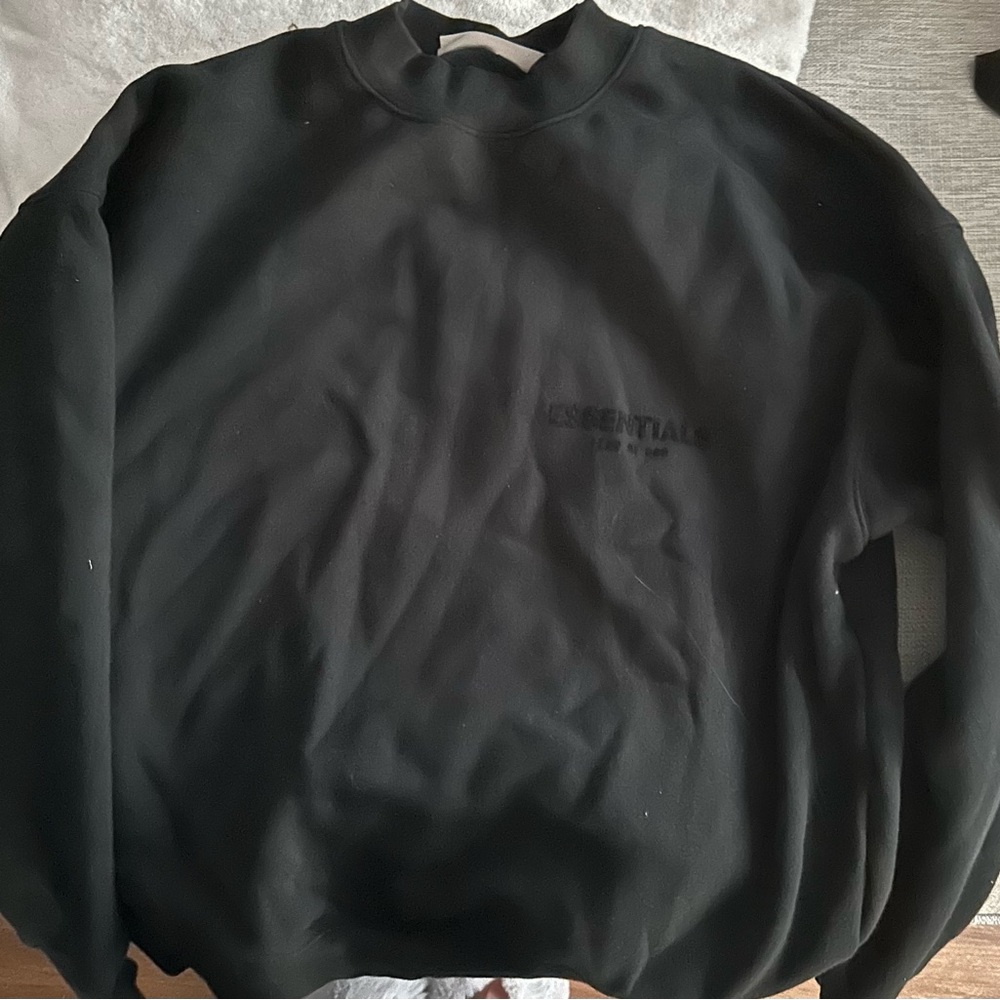 Essentials Fear of God Black Unisex Crewneck Sweatshirt